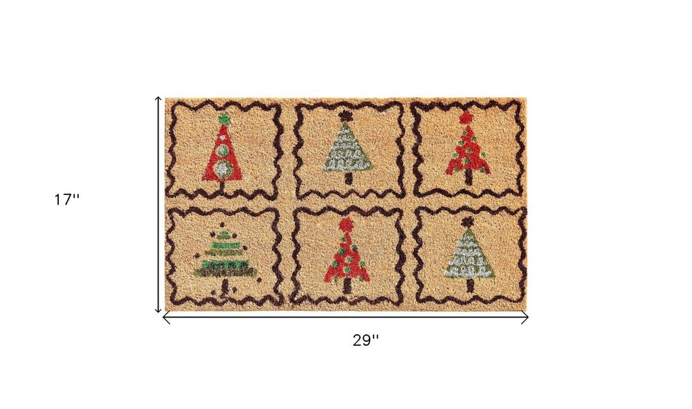 17" X 29" Natural Red and Black Coir Christmas Trees Outdoor Christmas